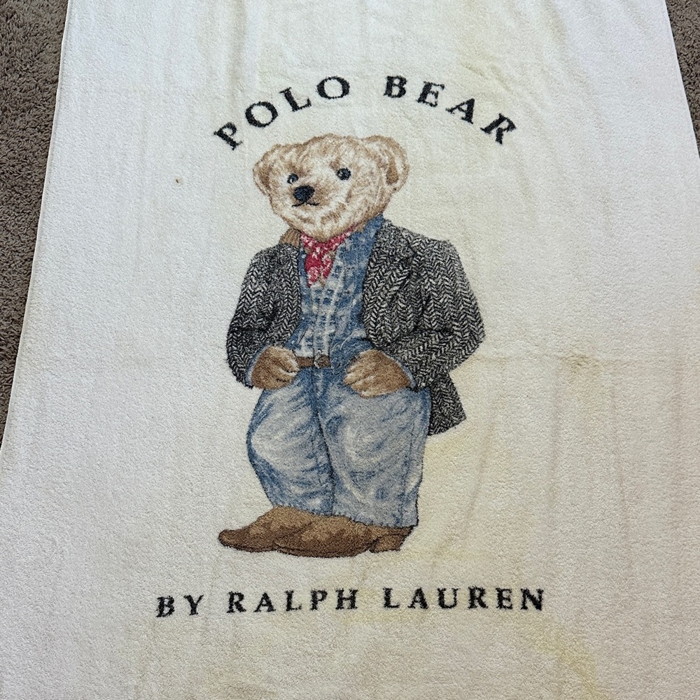 VTG Polo Bear By Ralph Lauren Western Casual Bath Sheet Beach Towel 35x72 USA
